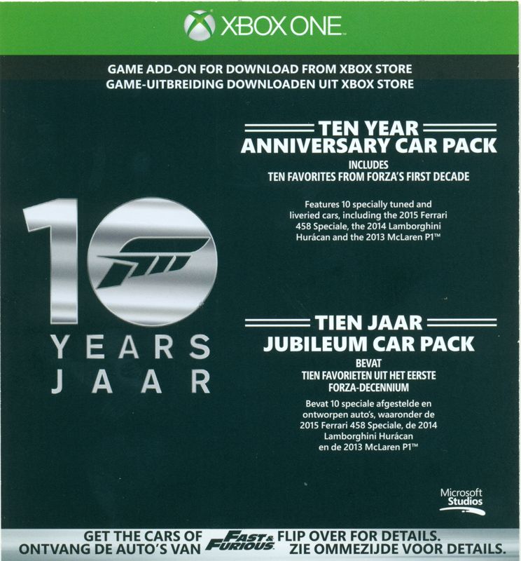 Other for Forza Motorsport 6 (Xbox One): Bonus car code card - Front