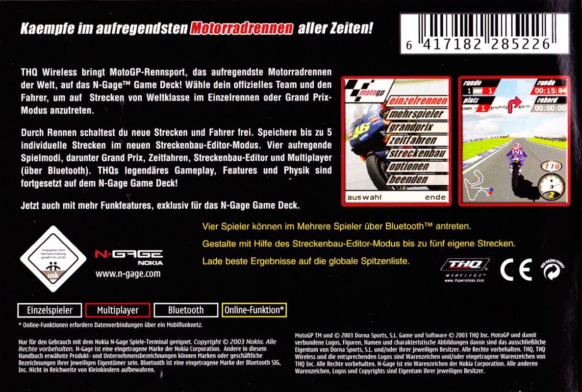 Back Cover for MotoGP (N-Gage)