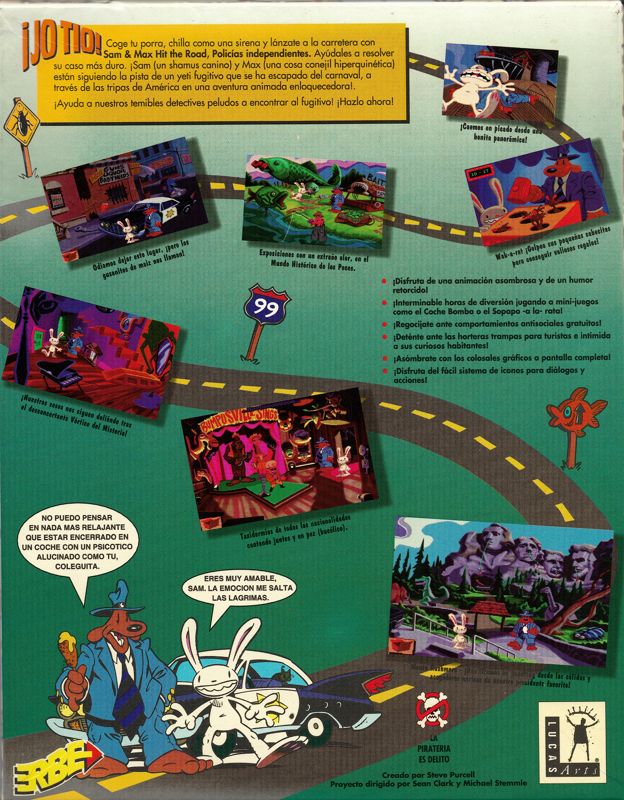 Back Cover for Sam & Max: Hit the Road (DOS)