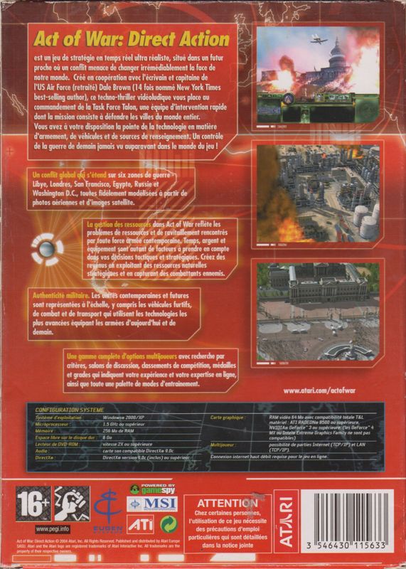 Back Cover for Act of War: Direct Action (Windows) (DVD release)