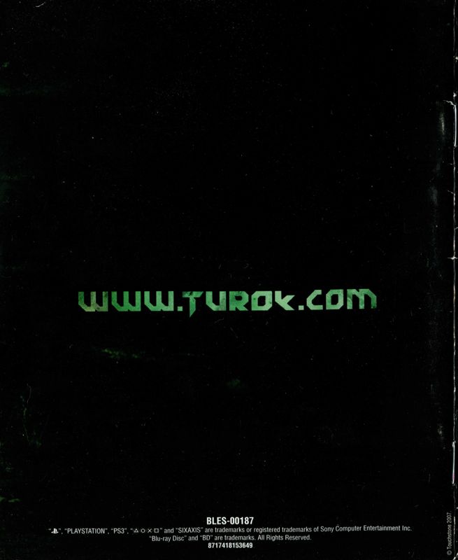 Manual for Turok (PlayStation 3): Back