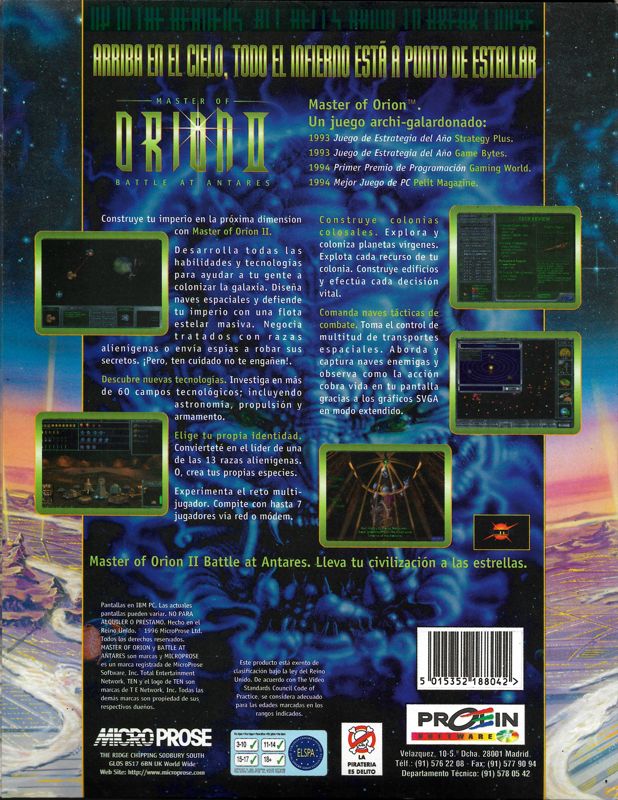 Back Cover for Master of Orion II: Battle at Antares (DOS)