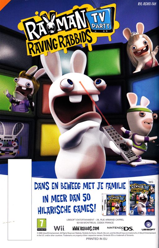 Manual for Rabbids Go Home: A Comedy Adventure (Wii): Manual back cover