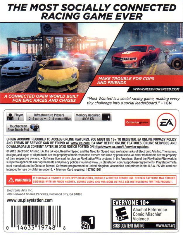 Need for Speed: Most Wanted - PS Vita, PS Vita