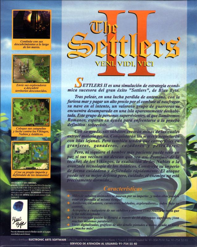 Back Cover for The Settlers II: Veni, Vidi, Vici (DOS)