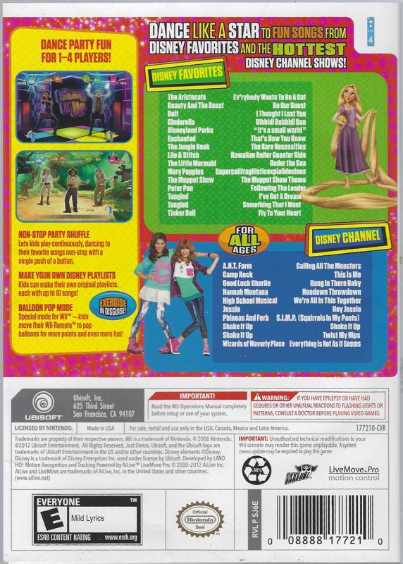 Back Cover for Just Dance: Disney Party (Wii)