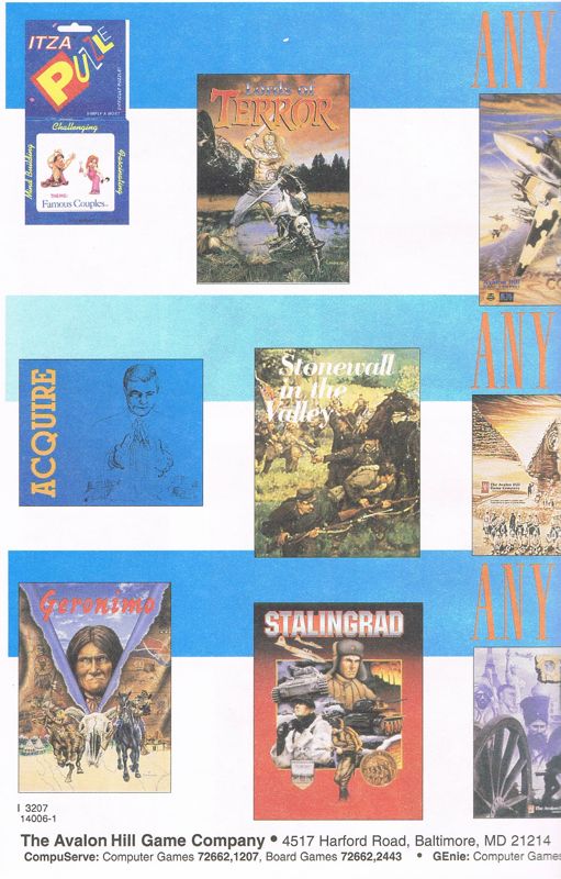Advertisement for World at War: Volume II - Stalingrad (DOS and Macintosh) (CD-Rom DOS/Mac Hybrid release): Avalon Hill Catalog - Back