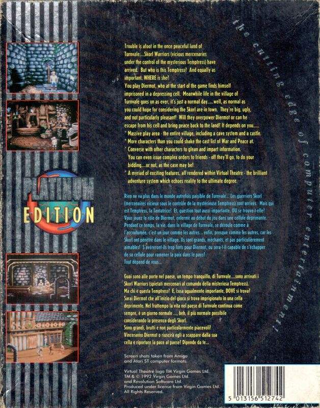 Back Cover for Lure of the Temptress (Amiga) (Hit Squad "Platinum Edition" budget re-release)
