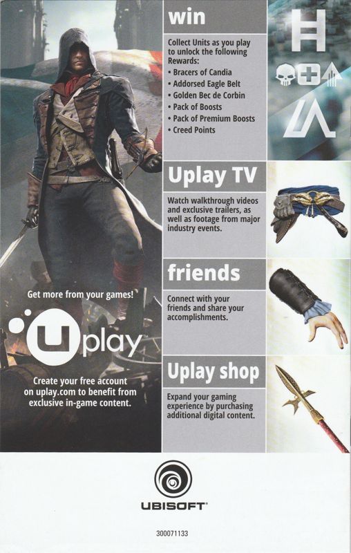 Manual for Assassin's Creed: Unity (Bastille Edition) (Windows): Back