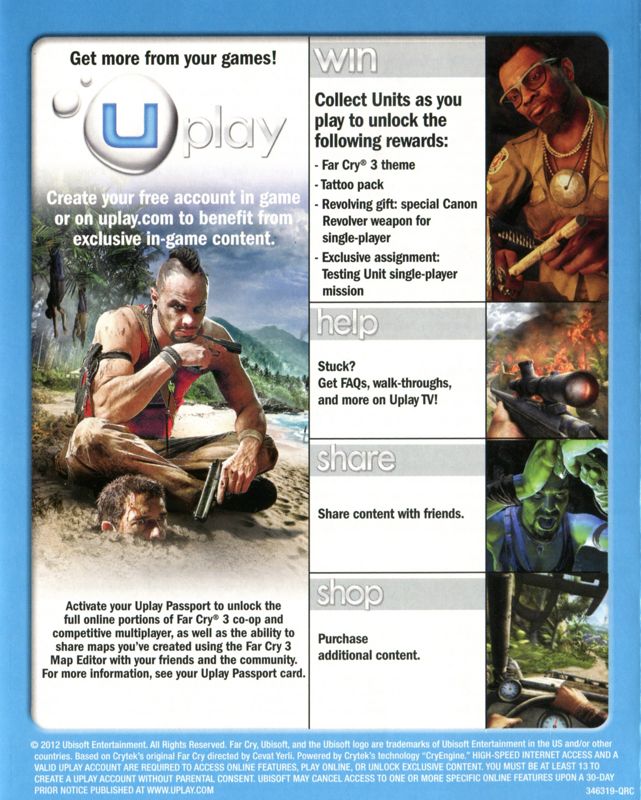 Manual for Far Cry 3 (PlayStation 3): Back