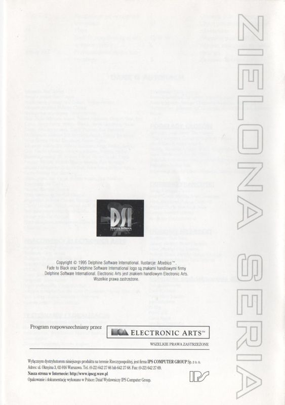 Manual for Fade to Black (DOS) (Zielona Seria release): Back