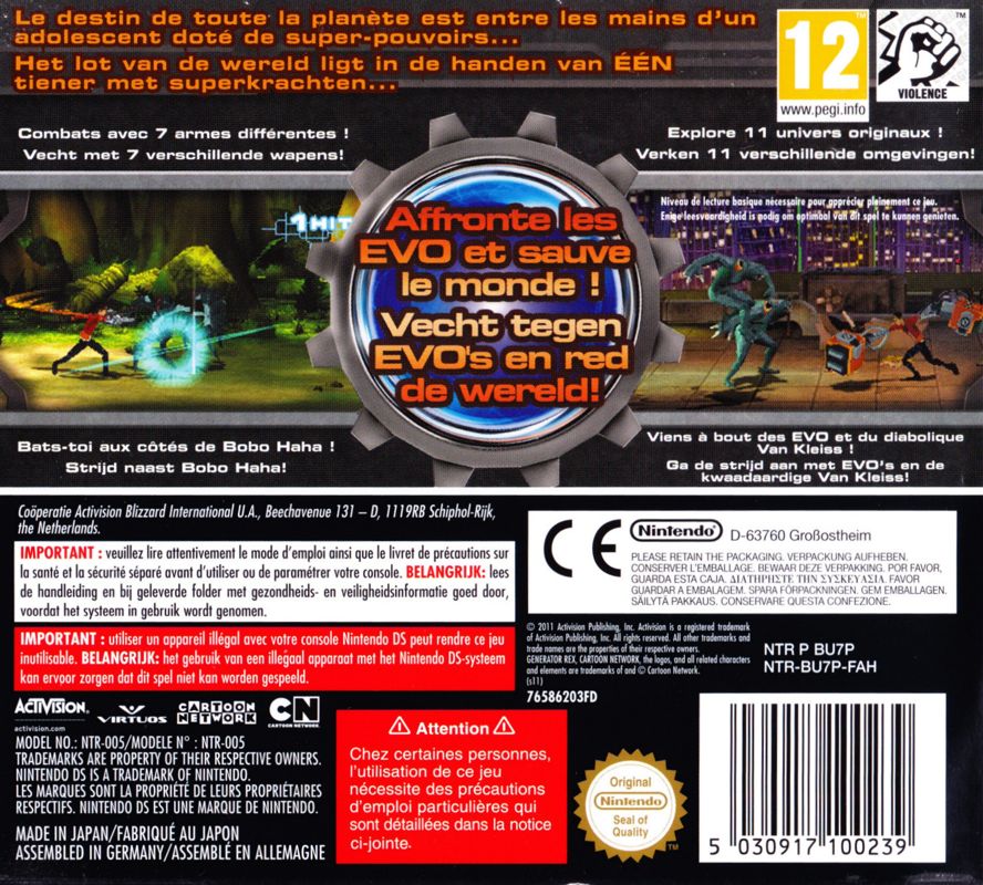 Back Cover for Generator Rex: Agent of Providence (Nintendo DS)