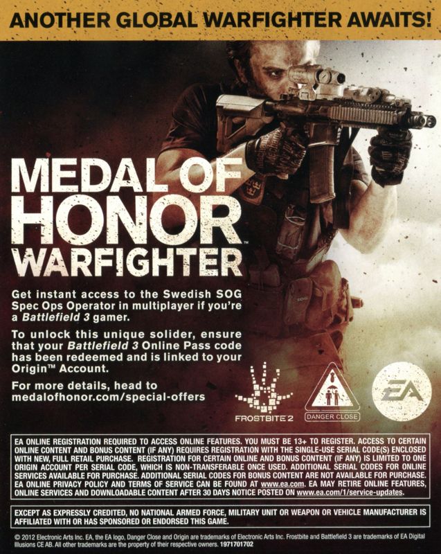 Advertisement for Medal of Honor: Warfighter (Limited Edition) (PlayStation 3): Game Ad 2