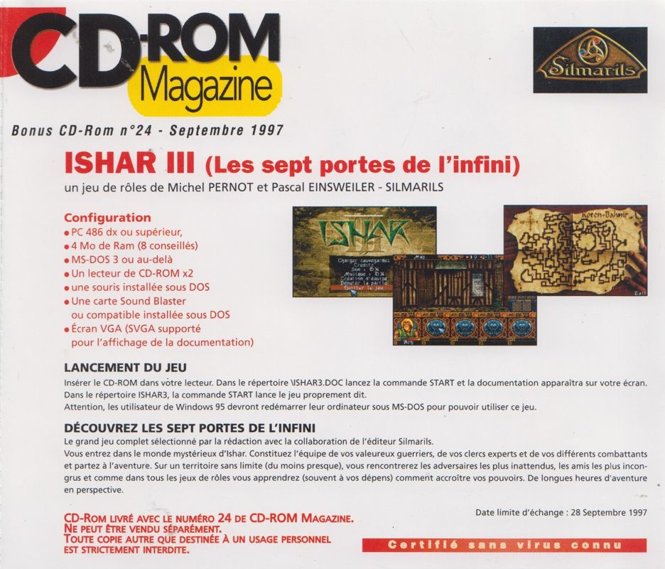 Back Cover for Ishar 3: The Seven Gates of Infinity (DOS) (CD-ROM Magazine #24 covermount (09/1997))