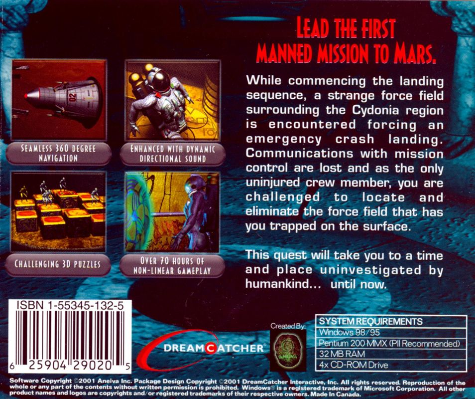 Back Cover for Cydonia: Mars - The First Manned Mission (Windows)