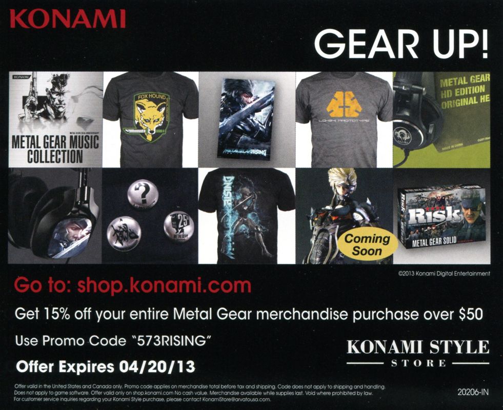 Advertisement for Metal Gear Rising: Revengeance (PlayStation 3): Back