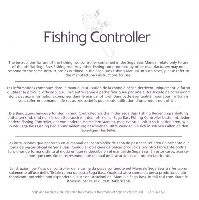 Extras for SEGA Bass Fishing (Dreamcast): Fishing Controller - Back
