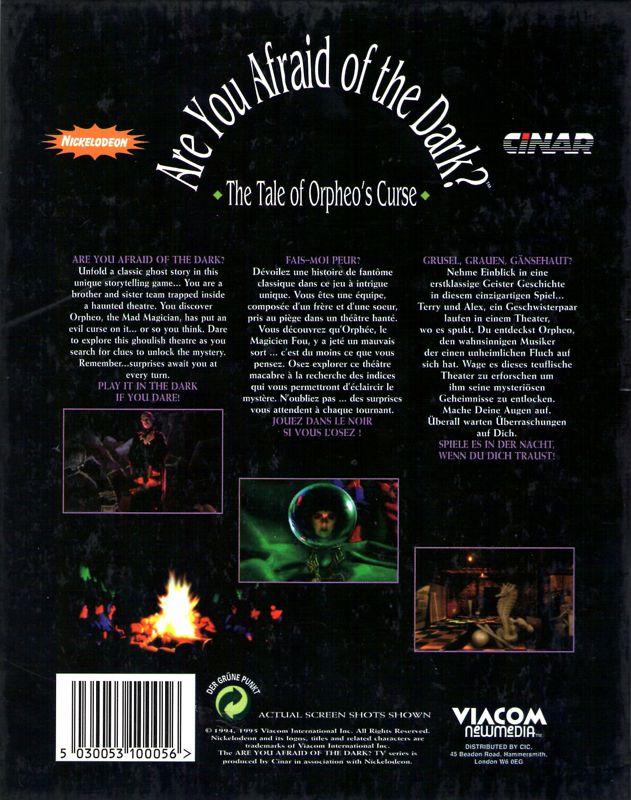 Back Cover for Are You Afraid of the Dark? The Tale of Orpheo's Curse (DOS)