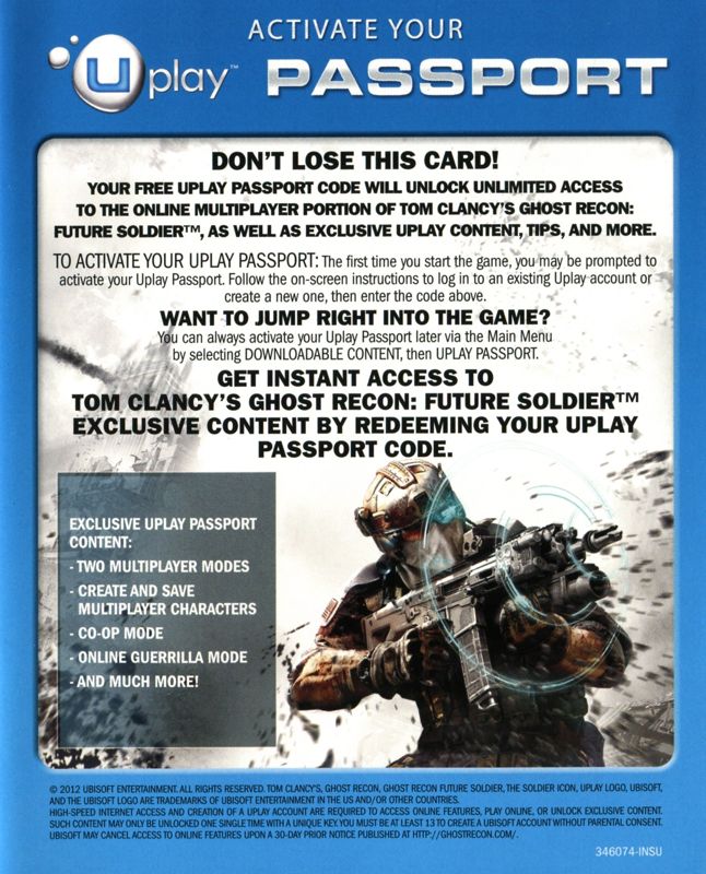 Extras for Tom Clancy's Ghost Recon Anthology (PlayStation 3): Uplay Passport (US version)