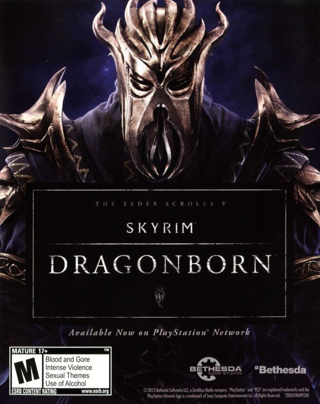 Advertisement for The Elder Scrolls V: Skyrim (PlayStation 3) (Greatest Hits release): DLC Ad - Back
