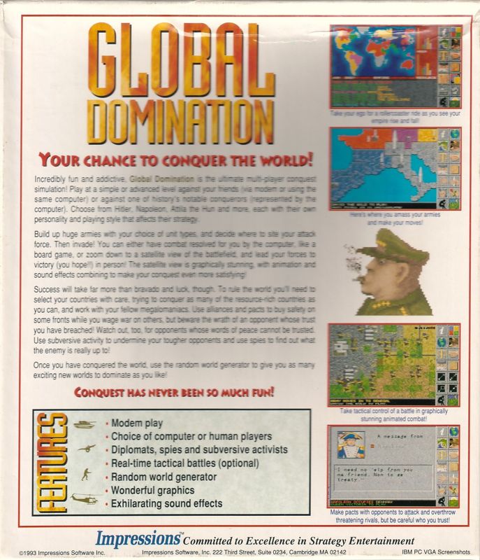 Back Cover for Global Domination (DOS)