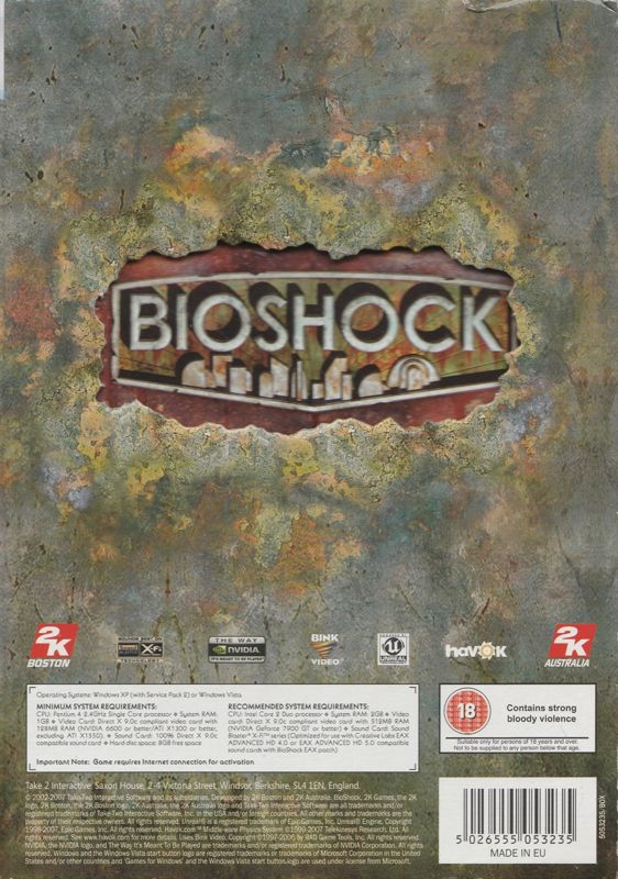 Back Cover for BioShock (Limited Edition) (Windows) (Cuboid Box)