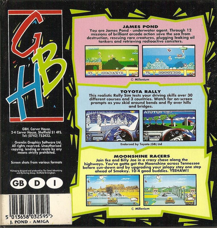 Back Cover for James Pond: Underwater Agent (Amiga) (GBH release)