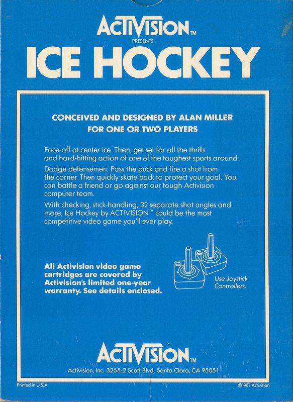 Back Cover for Ice Hockey (Atari 2600)