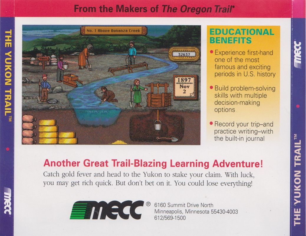 Other for The Yukon Trail (Macintosh and Windows 16-bit): Jewel Case - Full Back Cover