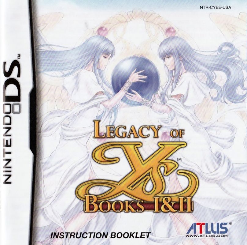Manual for Legacy of Ys: Books I & II (Nintendo DS): Front