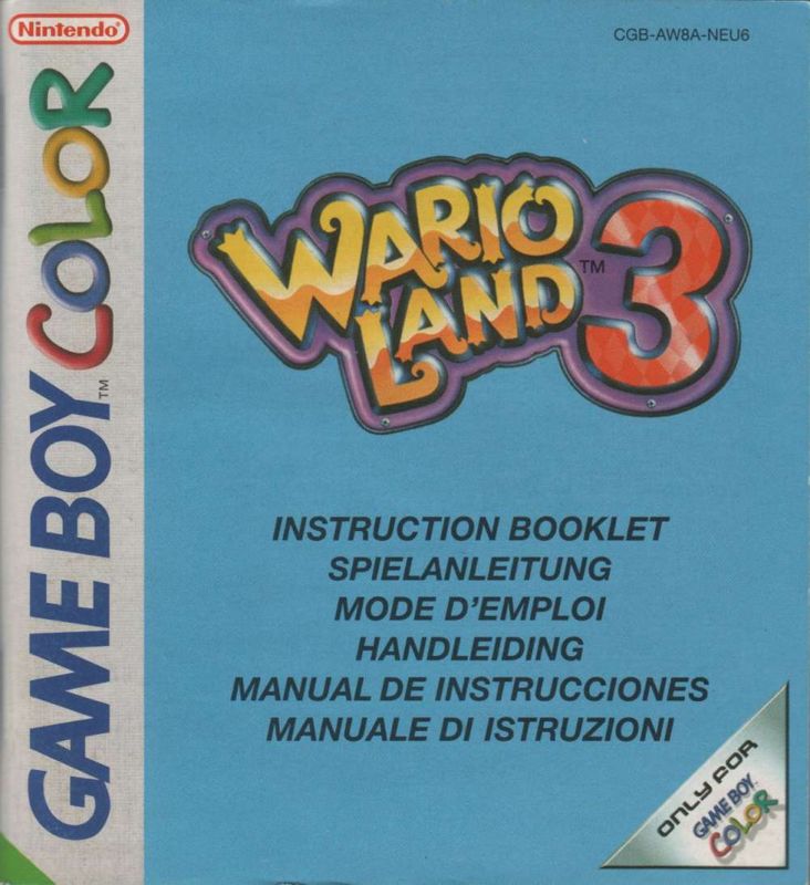 Manual for Wario Land 3 (Game Boy Color): Front