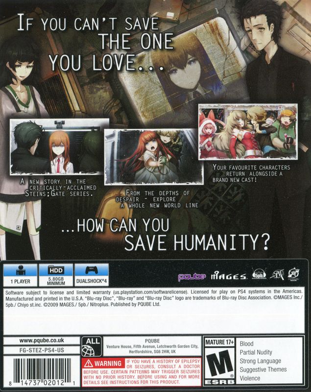 Back Cover for Steins;Gate 0 (PlayStation 4)