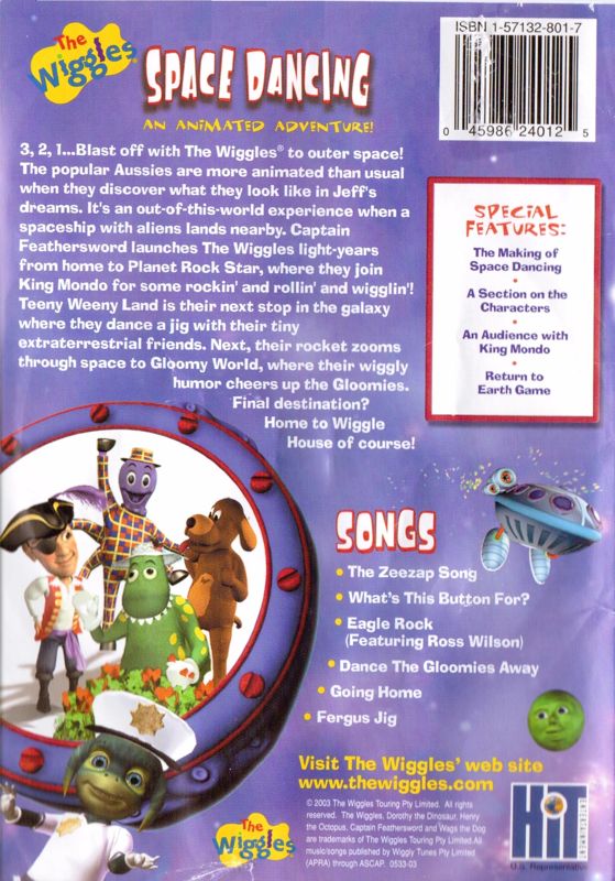 Back Cover for The Wiggles: Space Dancing (included game) (DVD Player)