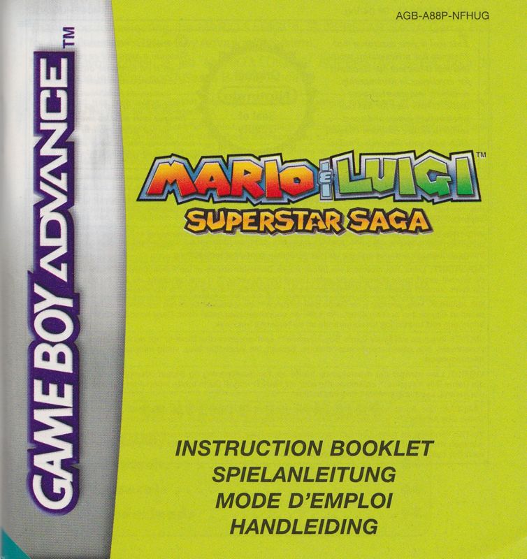 Manual for Mario & Luigi: Superstar Saga (Game Boy Advance): Front