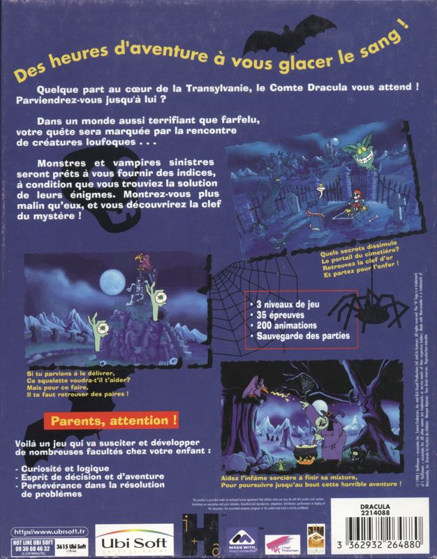 Back Cover for Dracula's Secret (Macintosh and Windows and Windows 3.x)