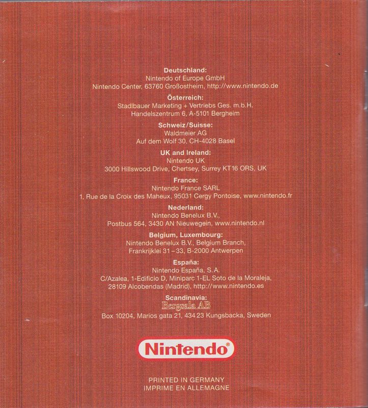 Manual for The Legend of Zelda: Oracle of Seasons (Game Boy Color): Back