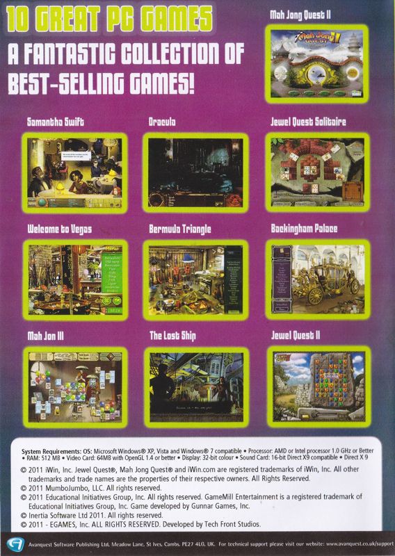 Back Cover for 10 Great PC Games (Windows)