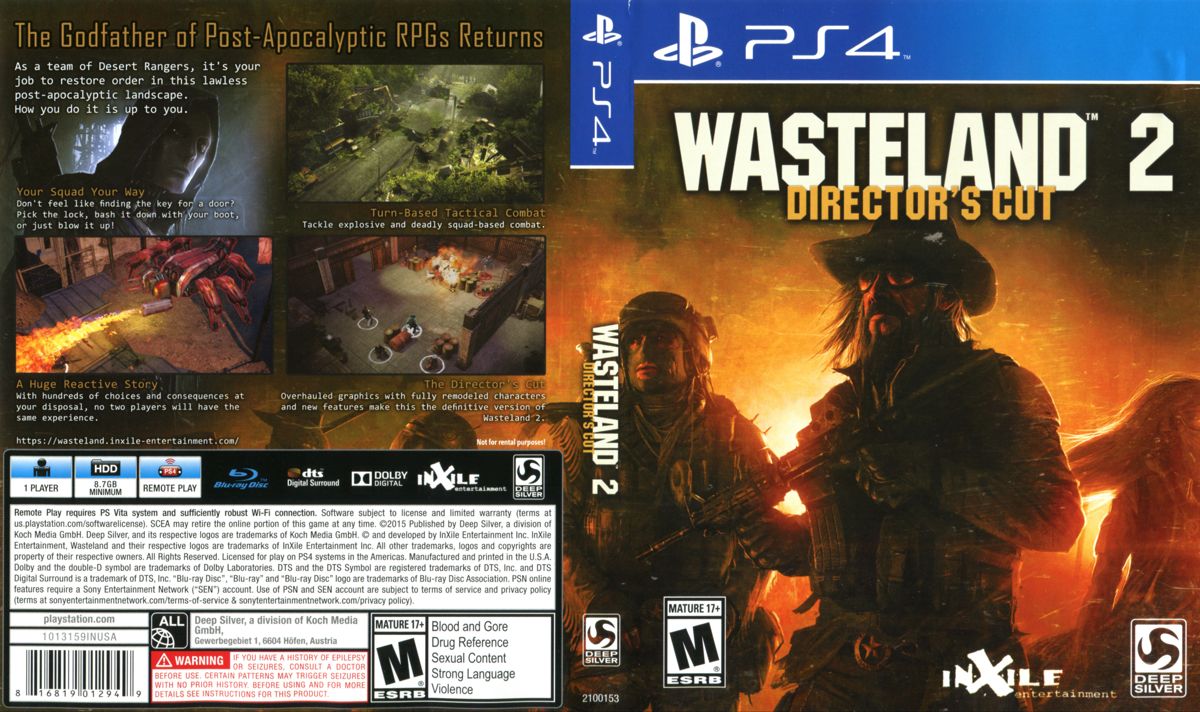 Full Cover for Wasteland 2: Director's Cut (PlayStation 4)