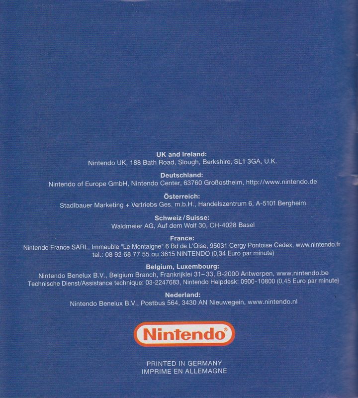 Manual for Metroid Fusion (Game Boy Advance): Back