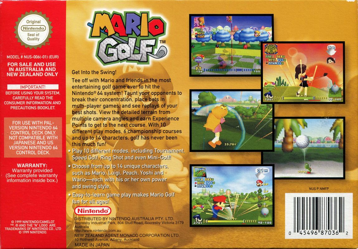 Back Cover for Mario Golf (Nintendo 64)