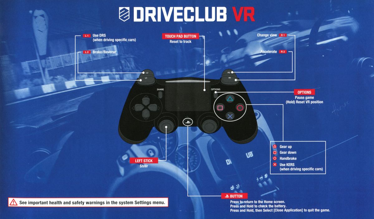 Inside Cover for Driveclub VR (PlayStation 4): Full Cover