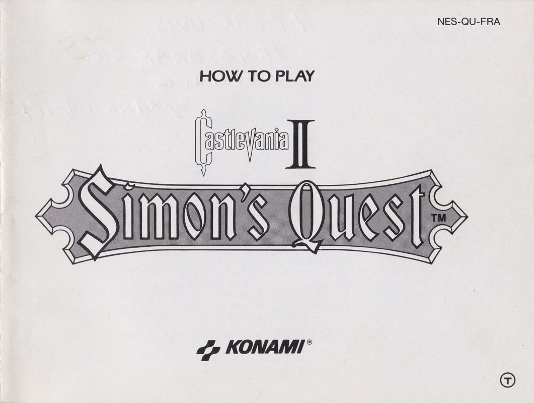 Manual for Castlevania II: Simon's Quest (NES): Front