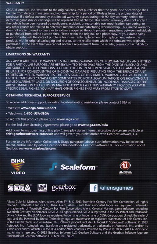Aliens Colonial Marines Cover Or Packaging Material MobyGames