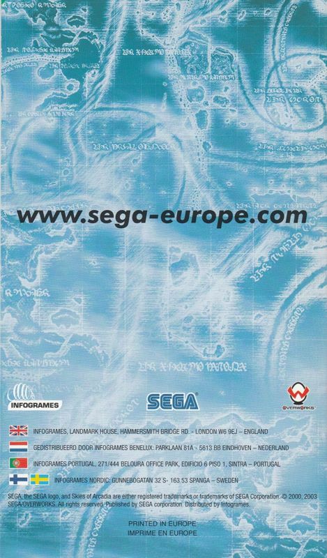 Manual for Skies of Arcadia: Legends (GameCube): Back
