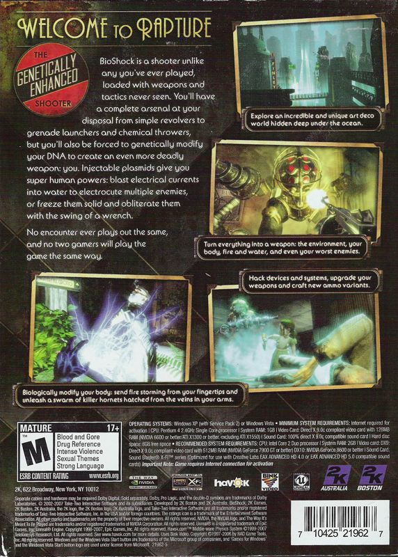 Back Cover for BioShock (Windows)