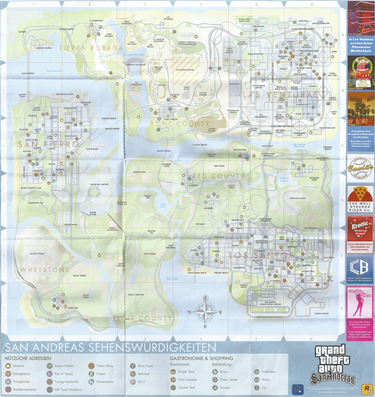 GTA Grand Theft Auto San Andreas Microsoft Xbox 360 Game Map