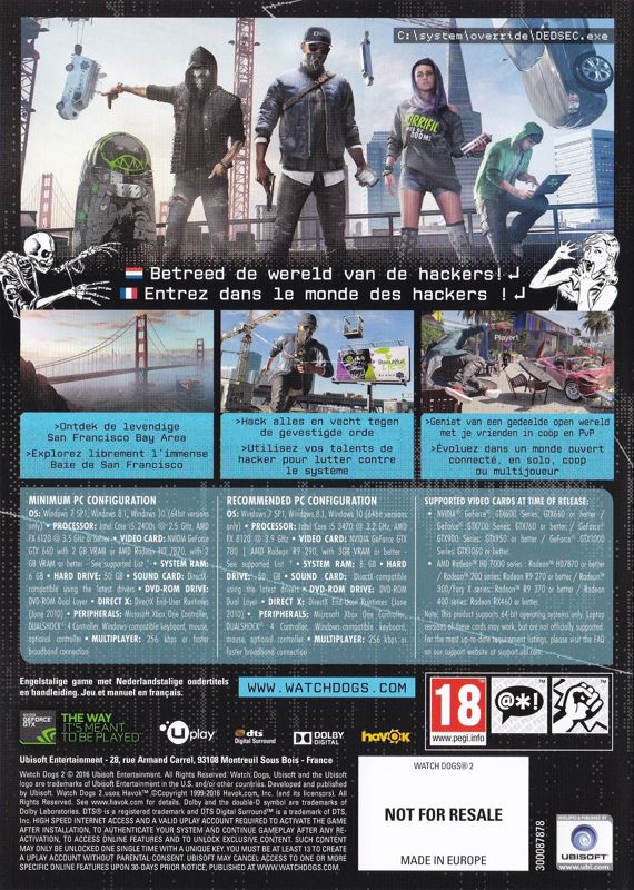 Other for Watch_Dogs 2 (San Francisco Edition) (Windows): Keep Case - Back