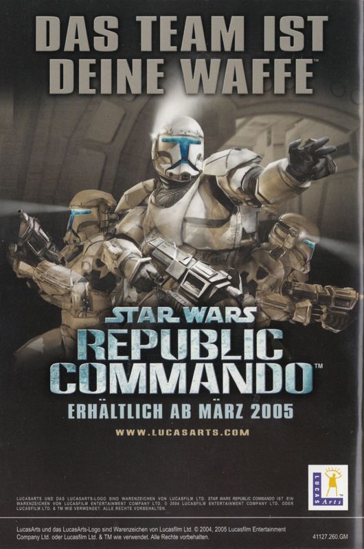 Manual for Star Wars: Knights of the Old Republic II - The Sith Lords (Windows): Back