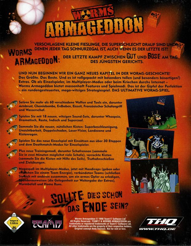 Back Cover for Worms: Armageddon (Windows) (Software Pyramide release)