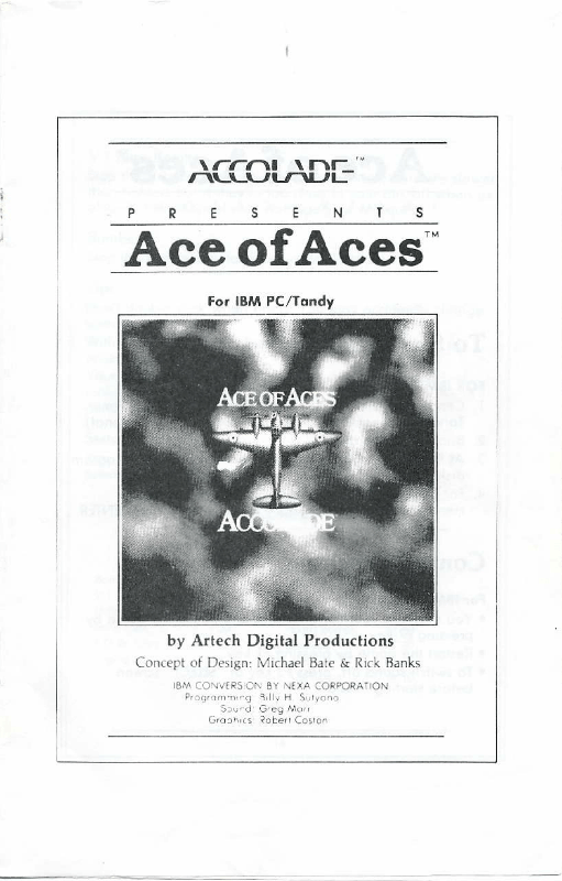 Manual for Ace of Aces (DOS) (Slash budget release): Front